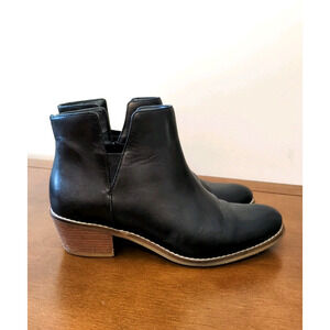 Cole Haan Abbot Ankle Boots Womens 7B Black Leather Block Heel Pull On Classic